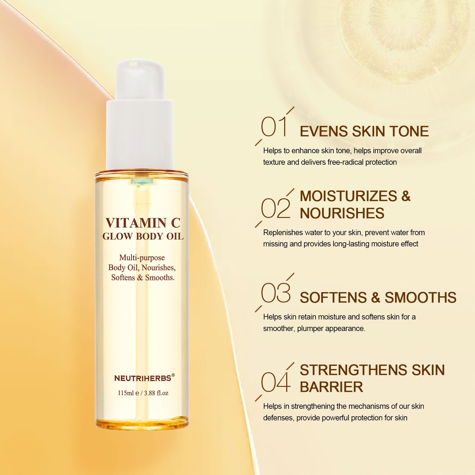 Vitamin C Softens And Smooths Body Oil For Moisturizing