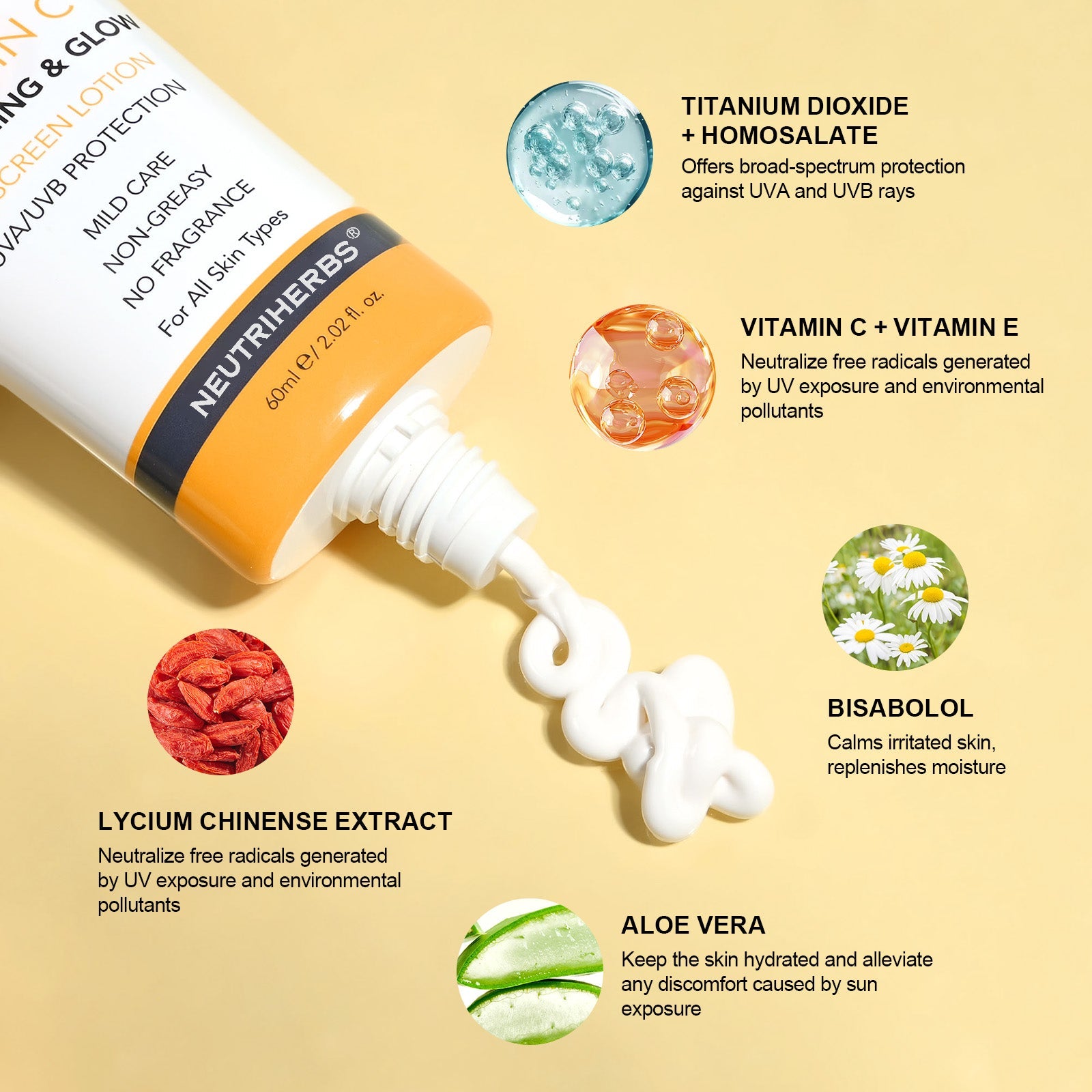 Vitamin C Sunscreen Lotion SPF30 With Non-greasy And Non-fragrance Formula