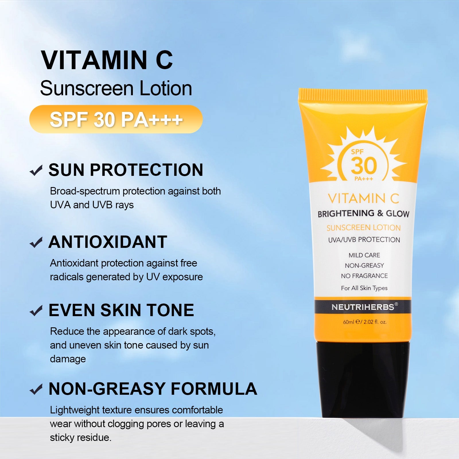 Vitamin C Sunscreen Lotion SPF30 With Non-greasy And Non-fragrance Formula