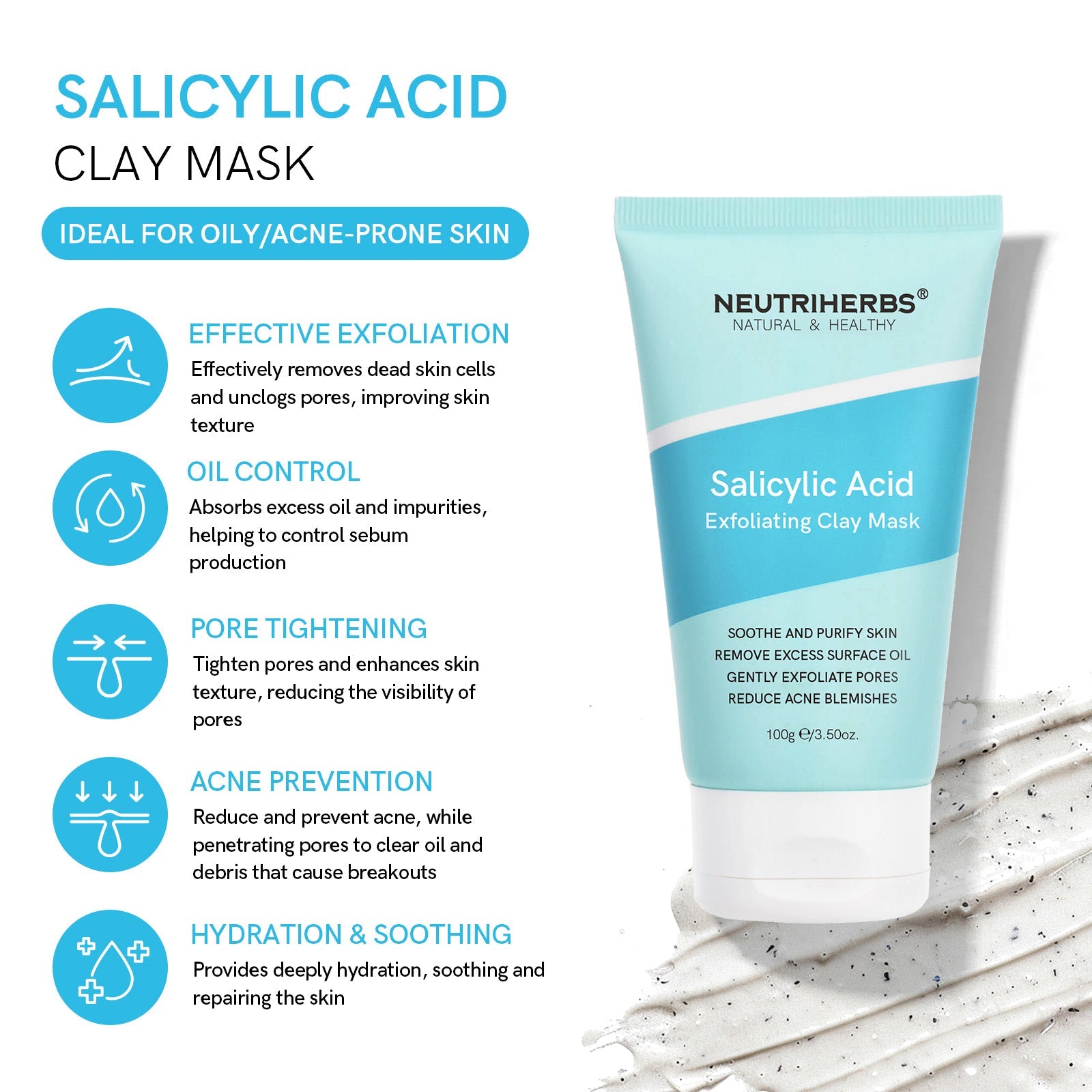 Salicylic Acid Clay Mask For Oily Skin