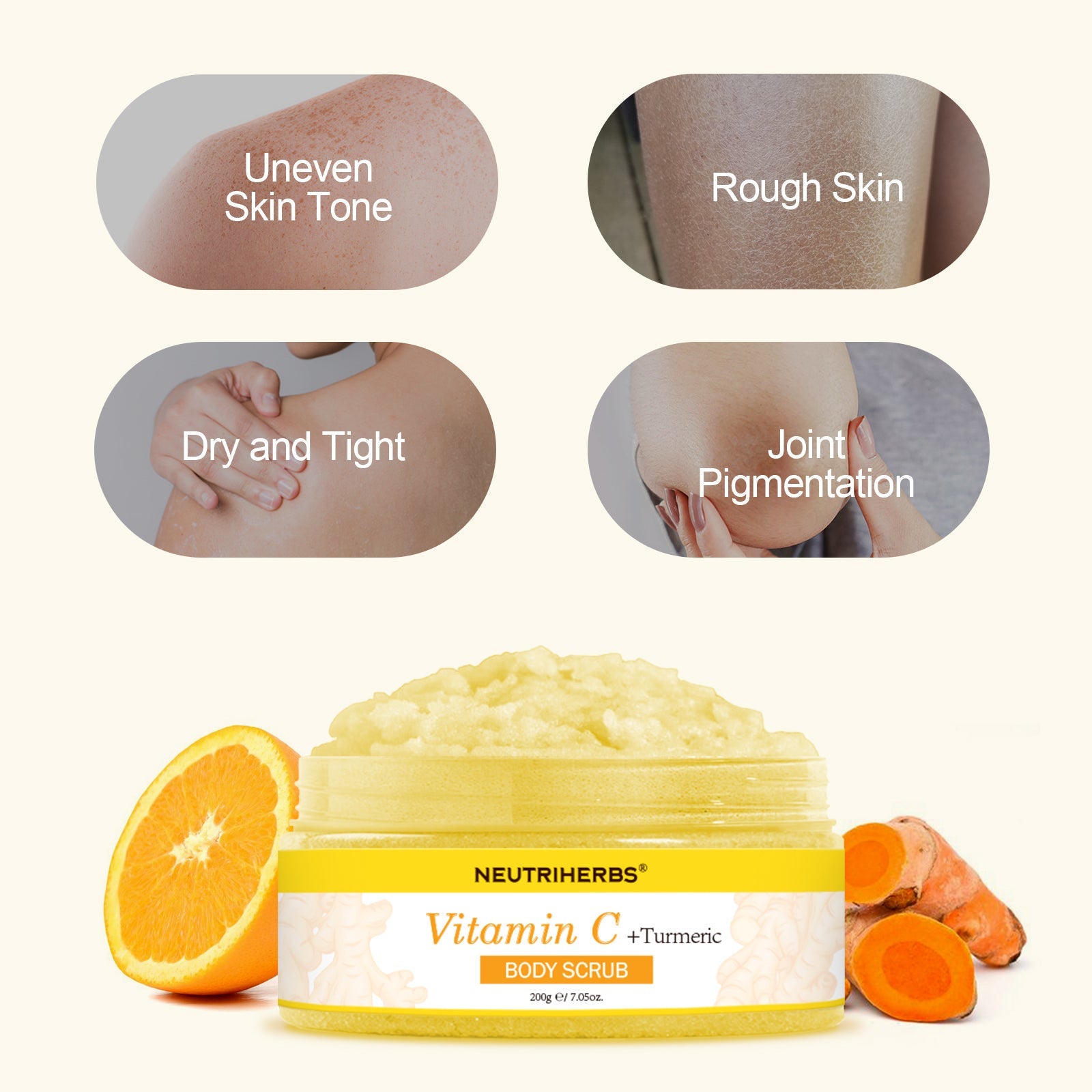 Vitamin C Turmeric Exfoliating Body Scrub For Skin Brightening