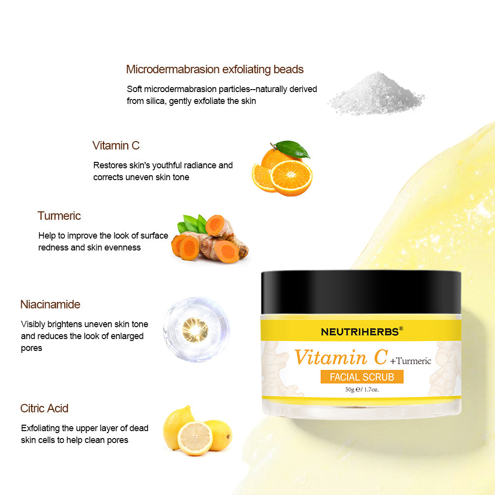Vitamin C Turmeric Exfoliating Glow Facial Scrub For Skin Lightening
