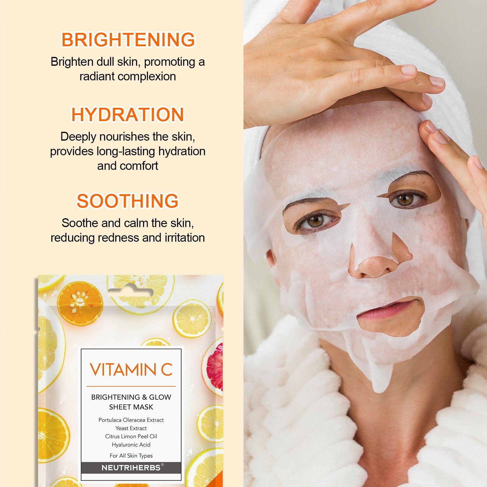 Glowing Vitamin C Facial Mask For Nourishing Skin And Reducing Redness