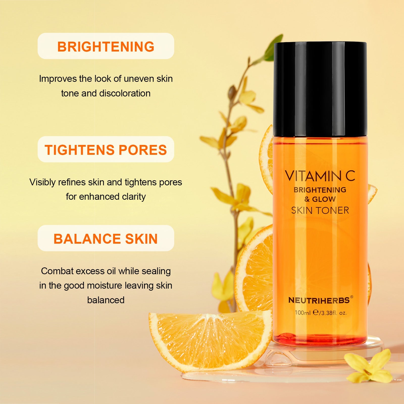 Vitamin C Brightening & Glowing Skin Toner For Moisturizing And Refining Skin