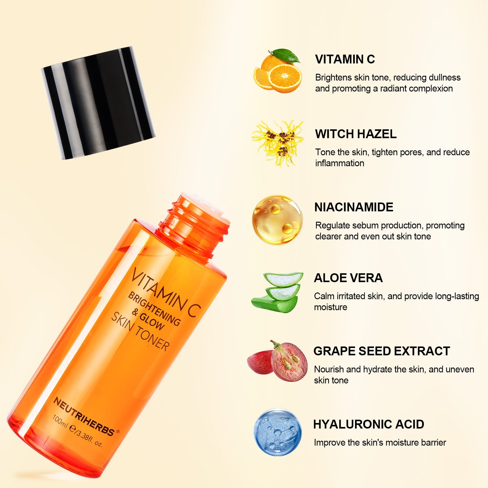 Vitamin C Brightening & Glowing Skin Toner For Moisturizing And Refining Skin